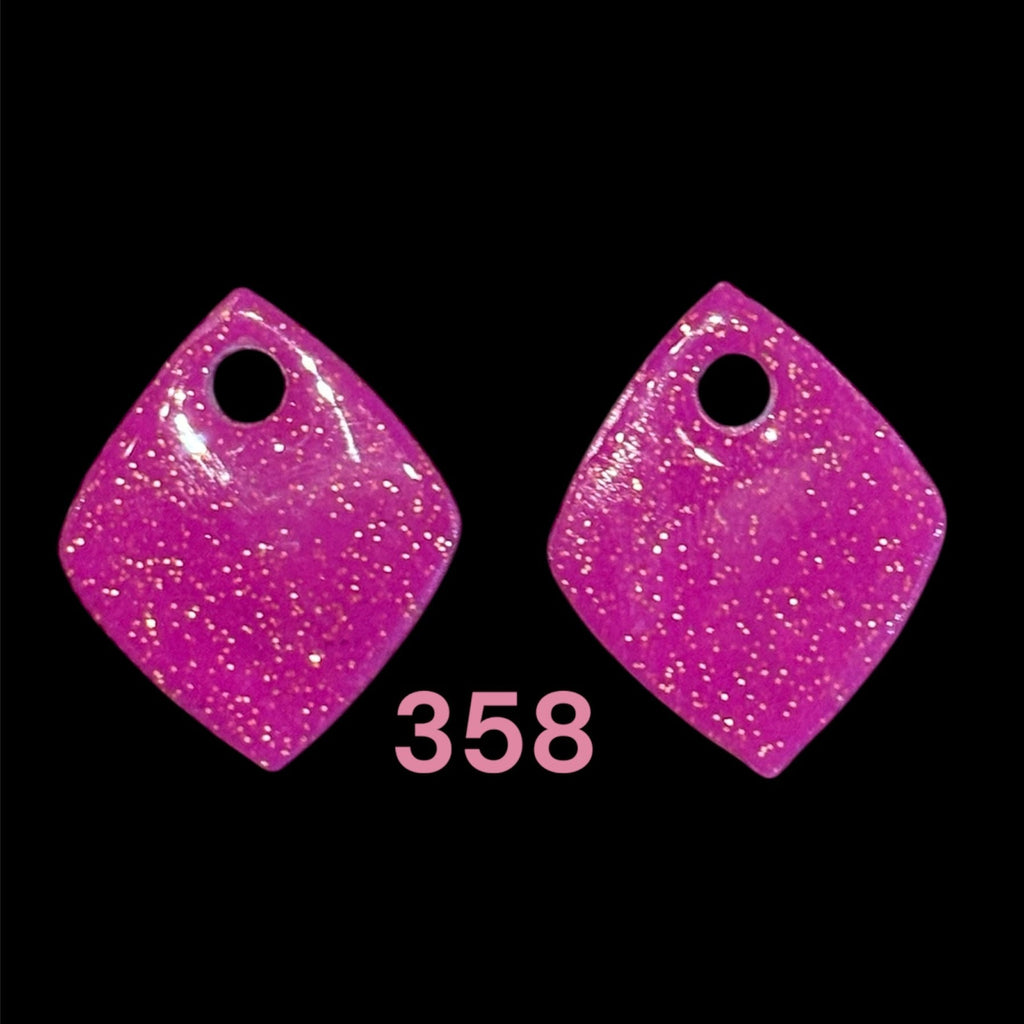 Pampilles Losange Fuchsia Pailleté – Pâte Polymère & Résine