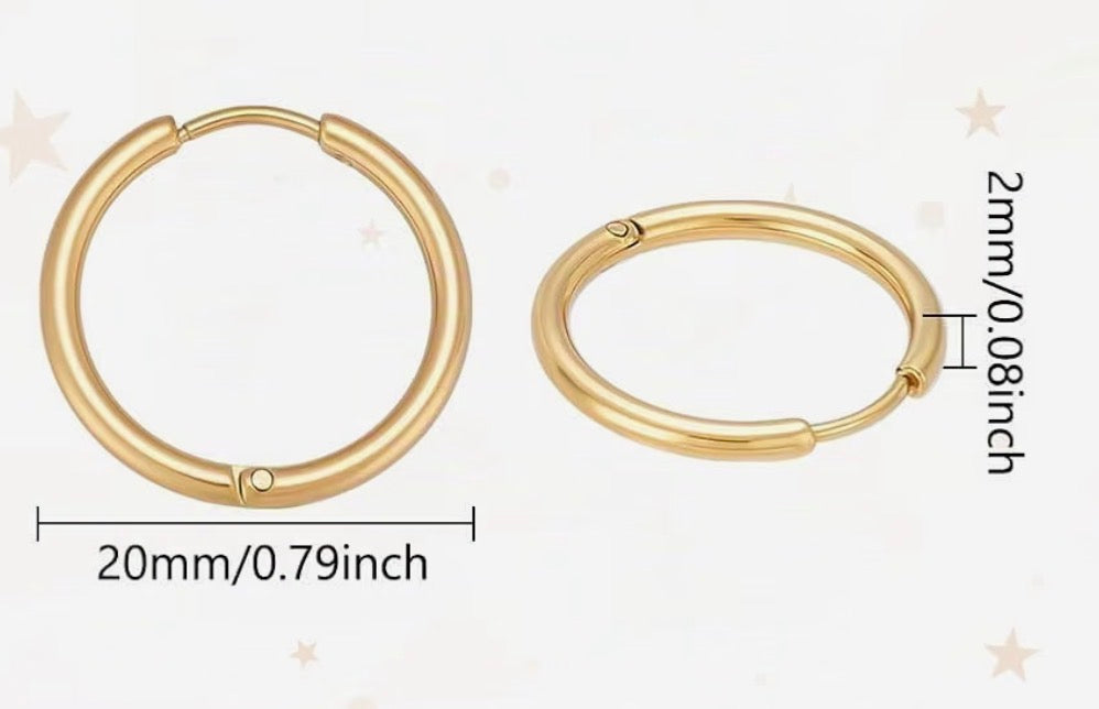 Créoles Dorées – Acier Inoxydable 20mm
