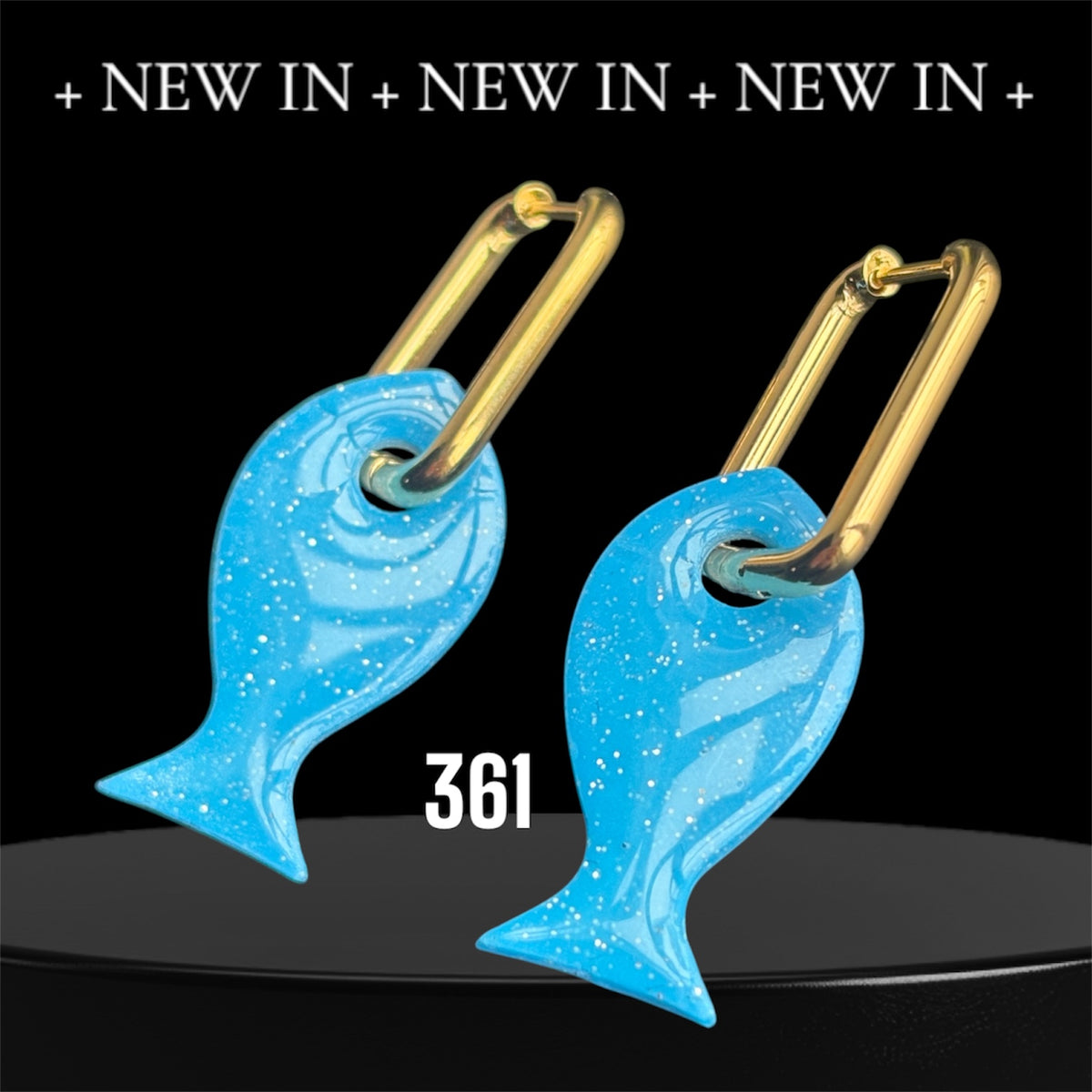 Pampilles Poisson Bleu Clair Pailleté – Pâte Polymère & Résine