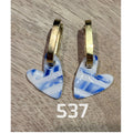 Pampilles Cœur Rayé Bleu & Blanc – Pâte Polymère & Résine | 1,5 cm