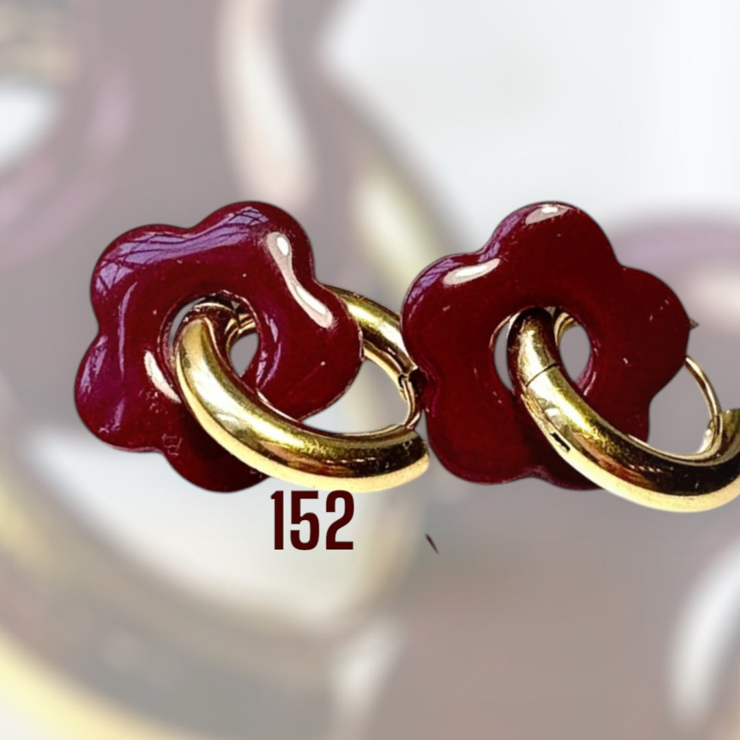 Pampilles Fleur Bordeaux – Pâte Polymère & Résine | 2 cm
