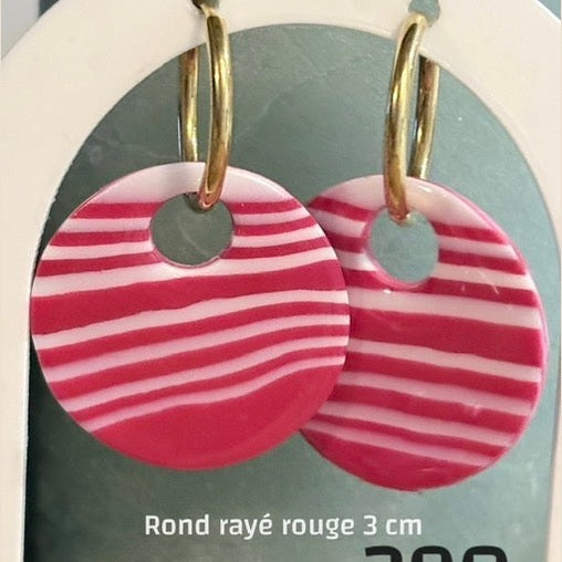 Quaste gestreift, rund – Rot & Weiß | 3 cm