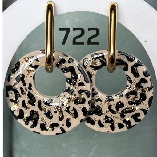 Quasten rund, Leopard beige – Goldblätter – Nr. 722