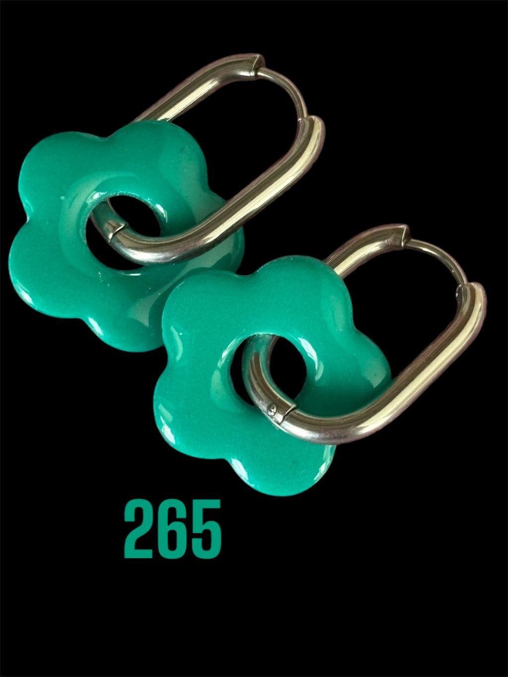 Pampilles Fleur Verte – Pâte Polymère & Résine | 2 cm