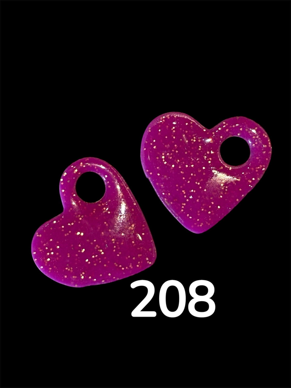 Mini Pampilles Cœur Violet Pailleté – Pâte Polymère & Résine