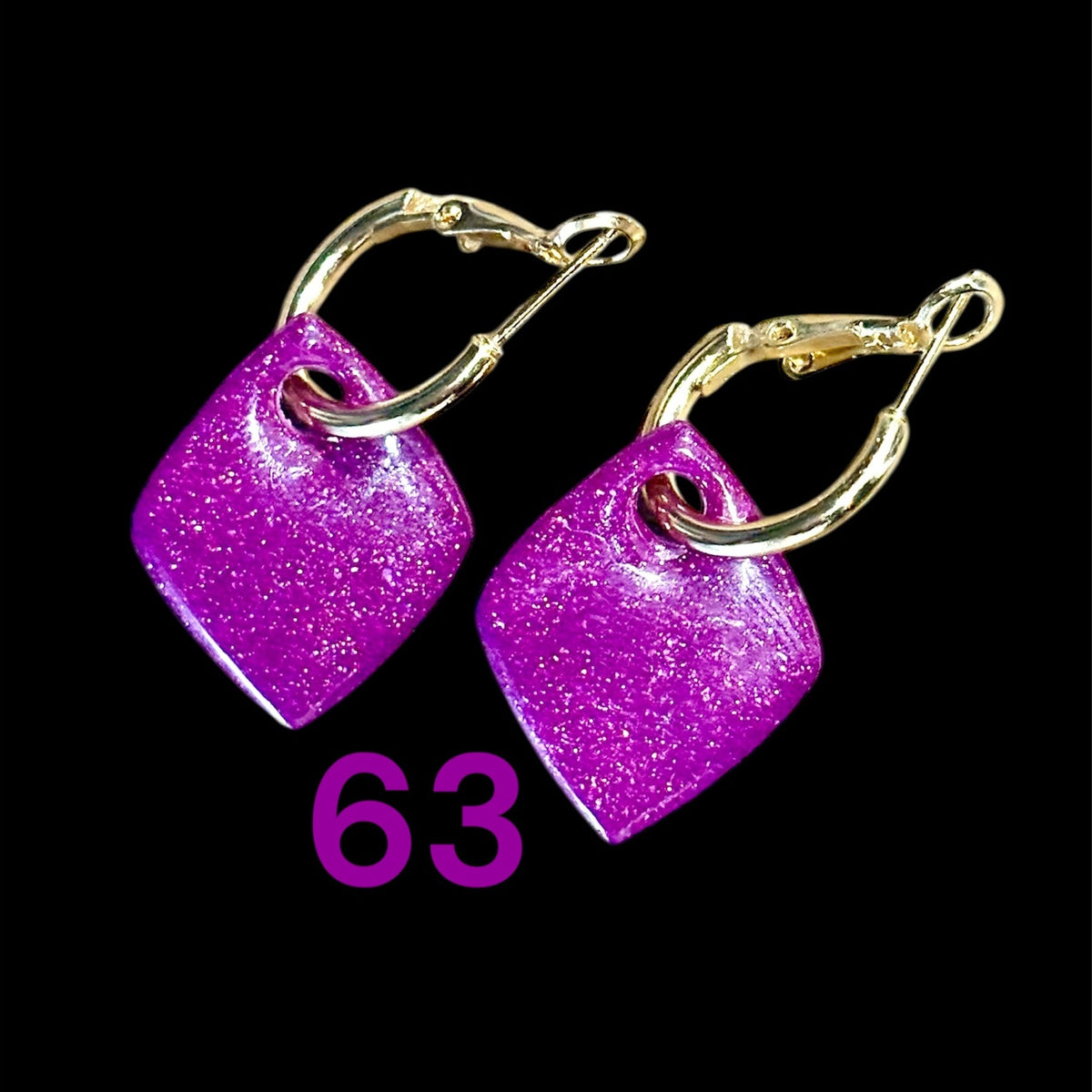 Pampilles Losange Violet Pailleté – Pâte Polymère & Résine | 2,5 cm