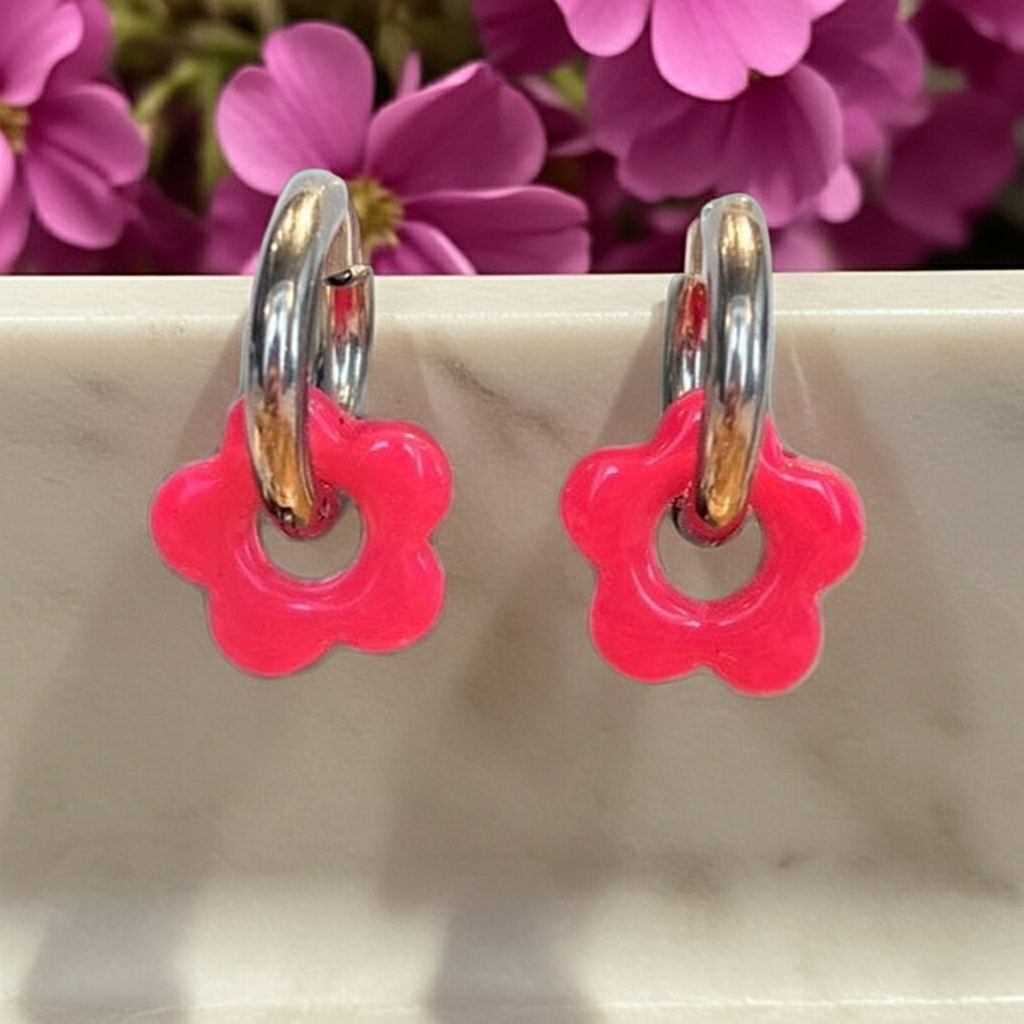 Anhänger Blume Neon Pink Mini 1,5 cm