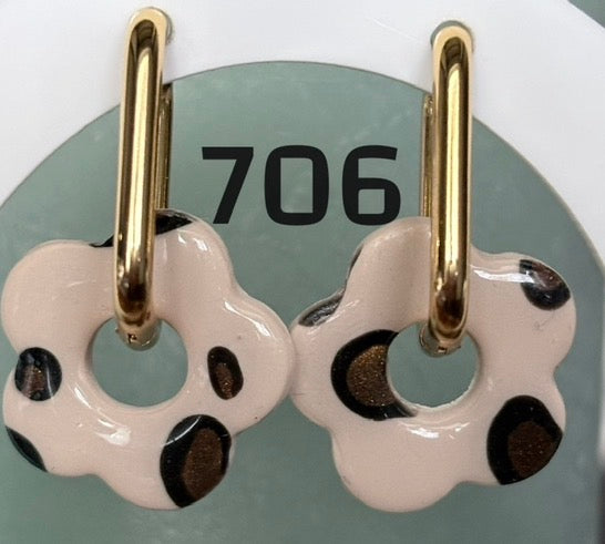 Quaste Blume Beige - Leopardenmuster