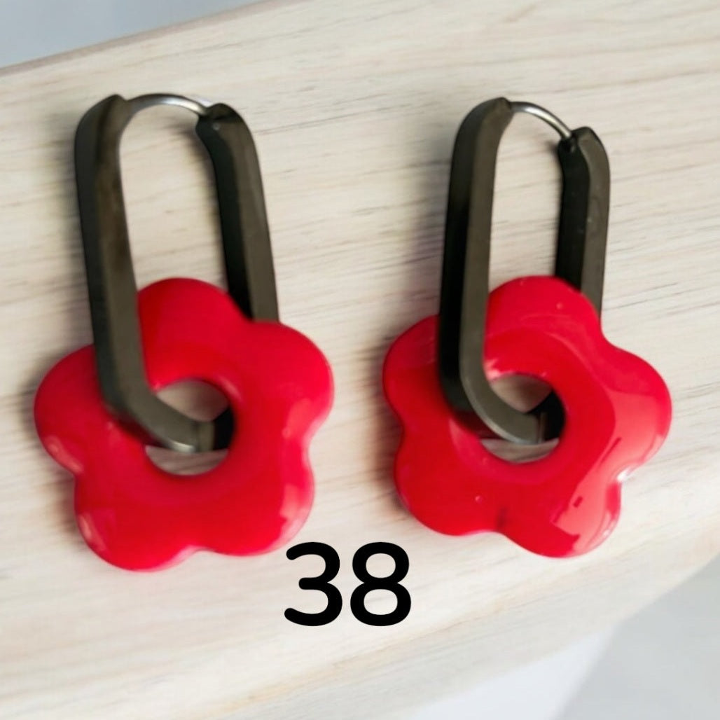 Pampilles Fleur Rouge – Pâte Polymère & Résine