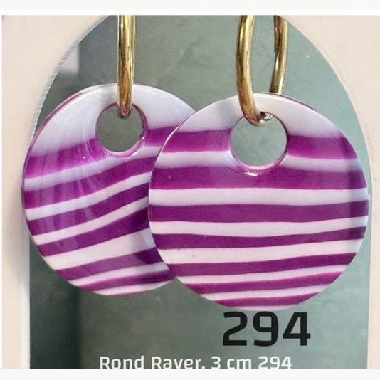 Quaste, rund, gestreift – Violett & Weiß | 3 cm