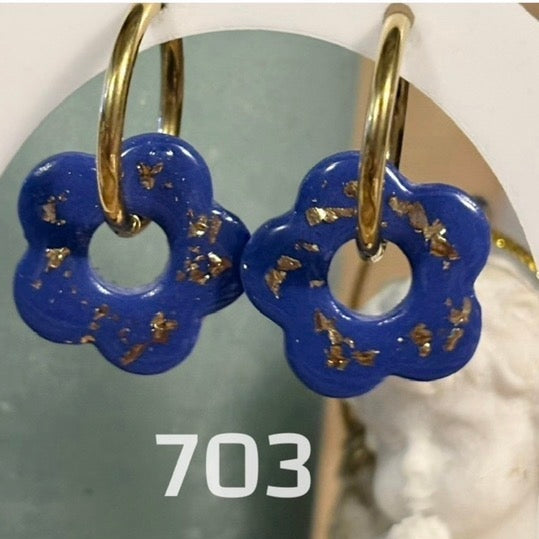 Quasten Königsblaue Blume – Goldblätter – Nr. 703