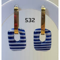 Pampilles Rectangles Ajourés Rayés Bleu & Blanc – Pâte Polymère & Résine | 1,8 cm