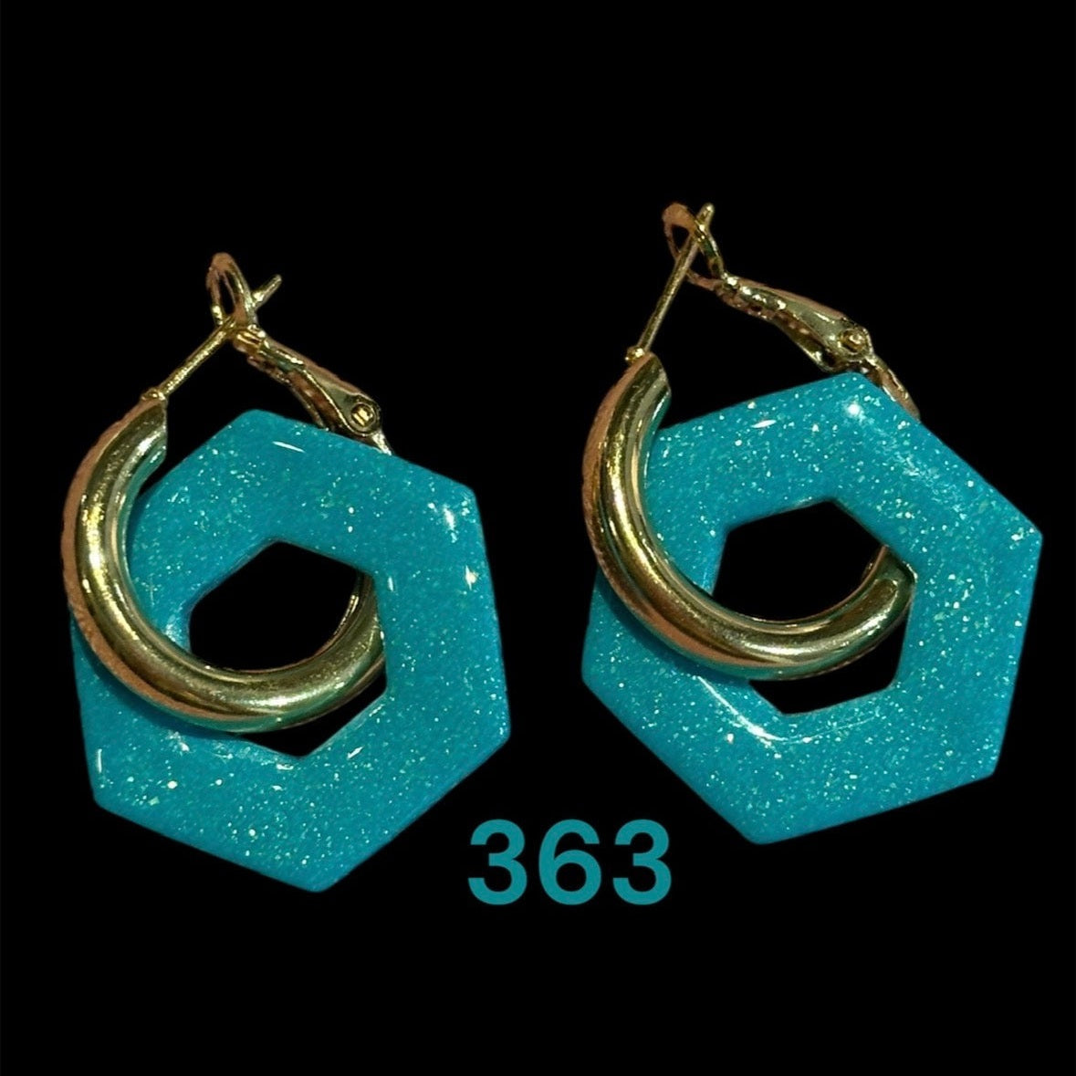 Türkis-glitzernde Hexagon-Anhänger 2,5 cm
