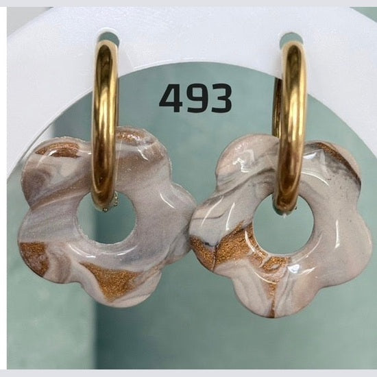 Quastenblume Beige & Gold Marmoriert – 2 cm