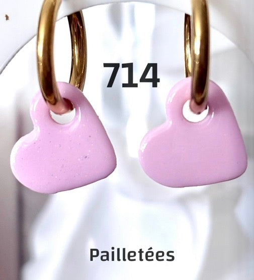 Mini Pampilles Rose Pailleté – Enfants – Pâte Polymère & Résine | 1,5 cm