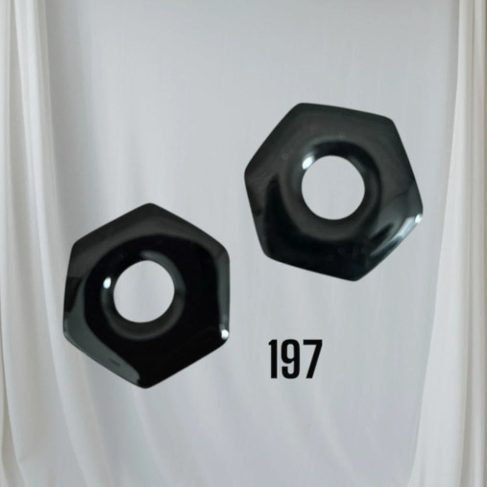 Pampilles Hexagonales Noires – Pâte Polymère & Résine | 2,5 cm