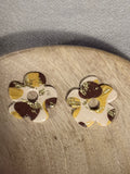 Pampilles Fleur Ocre, Beige Marron et or 3,2 cm