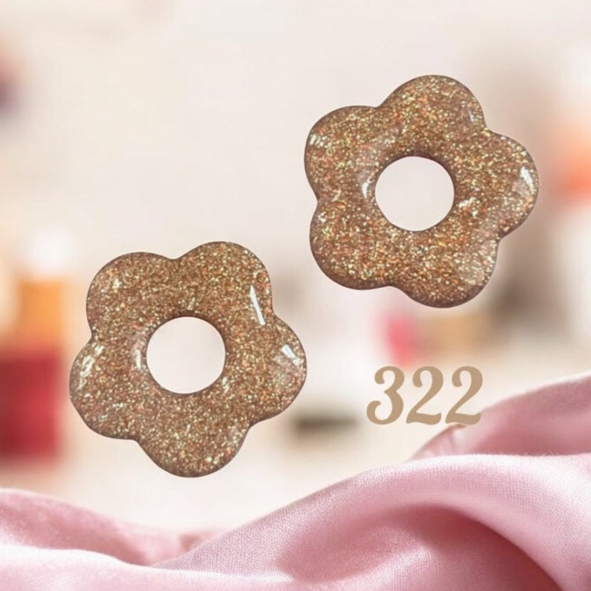 Pampilles Fleur Rose Gold – Pâte Polymère & Résine | 2 cm
