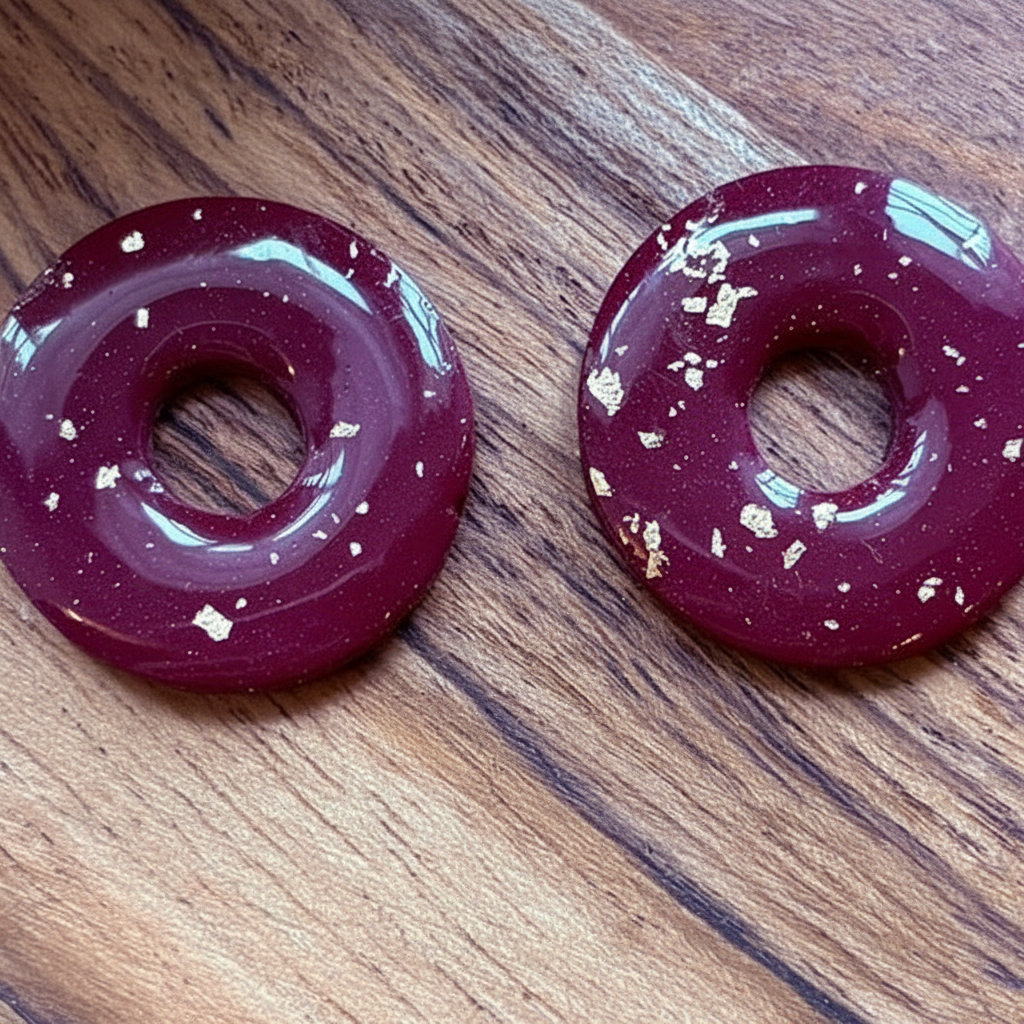 Donut-Anhänger bordeaux und gold