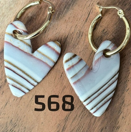 Gestreifter Herzanhänger Rosa & Gold — Nr. 568