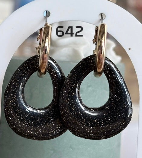 Schwarze, glitzernde Tropfenanhänger Nr. 642
