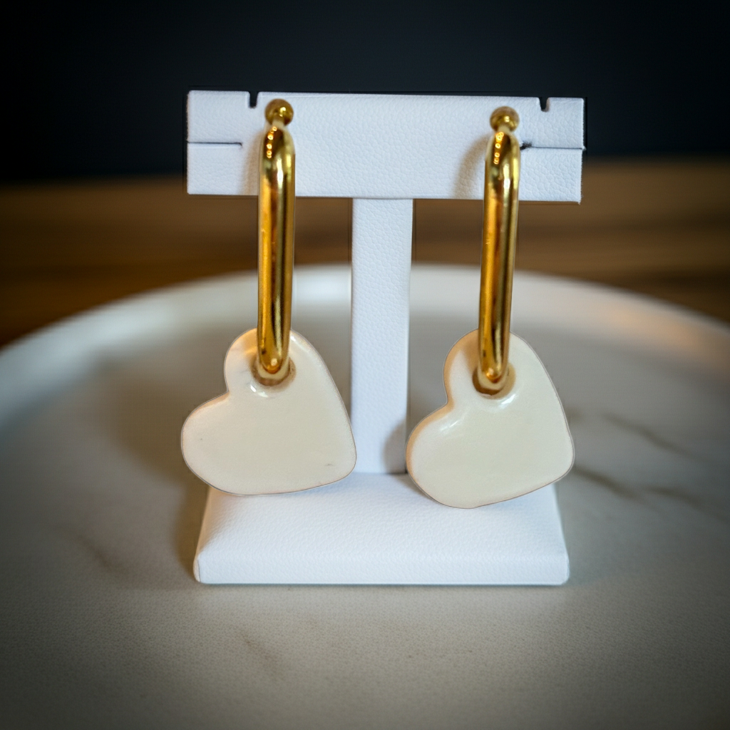 Mini Pampilles Cœur Blanc – Pâte Polymère & Résine | 1,5 cm