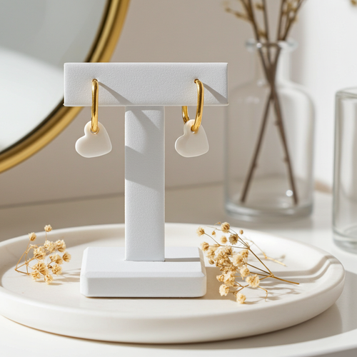 Mini Pampilles Cœur Blanc – Pâte Polymère & Résine | 1,5 cm