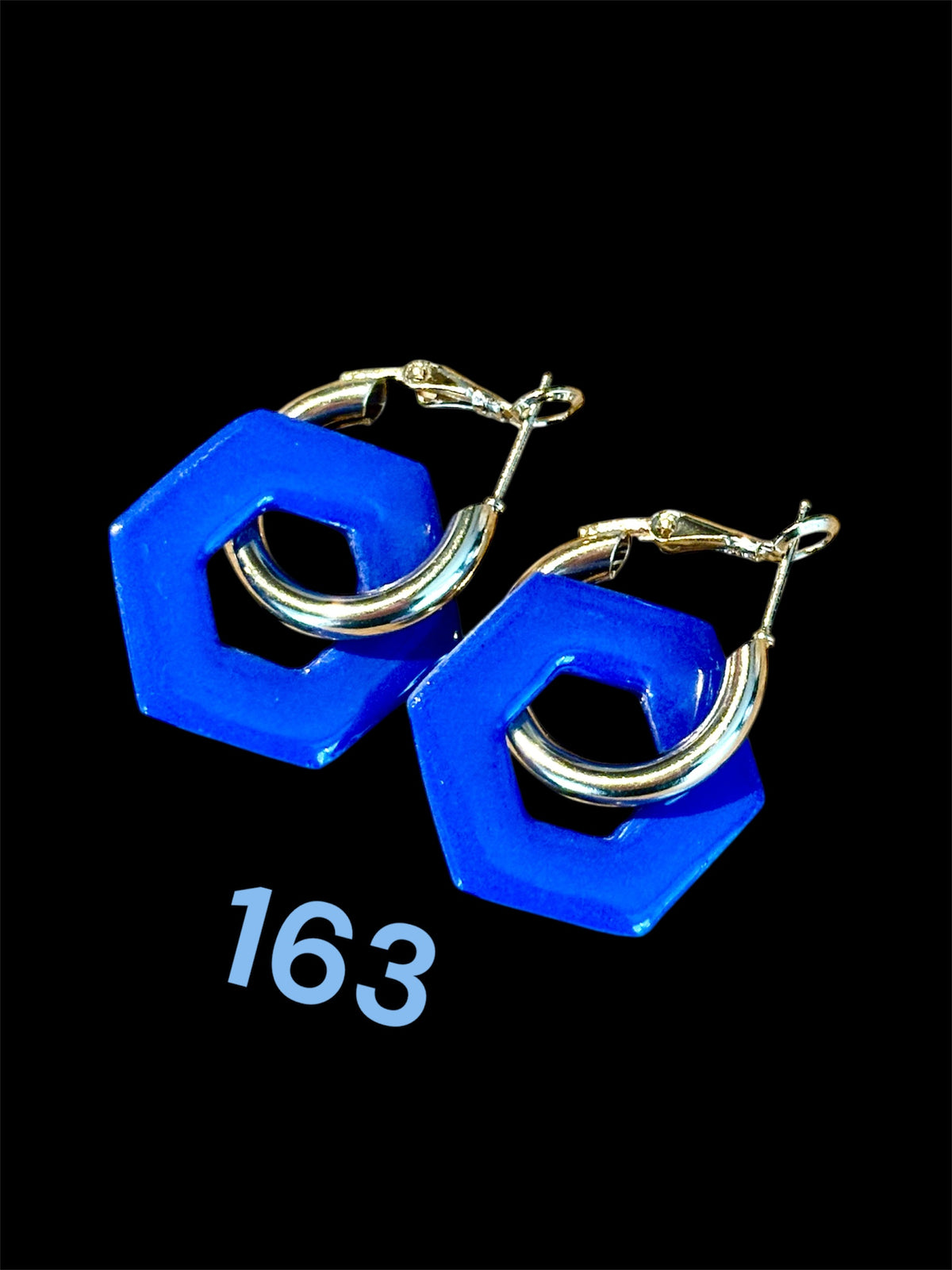 Pampilles Hexagonales Bleu – Pâte Polymère & Résine | 2,5 cm