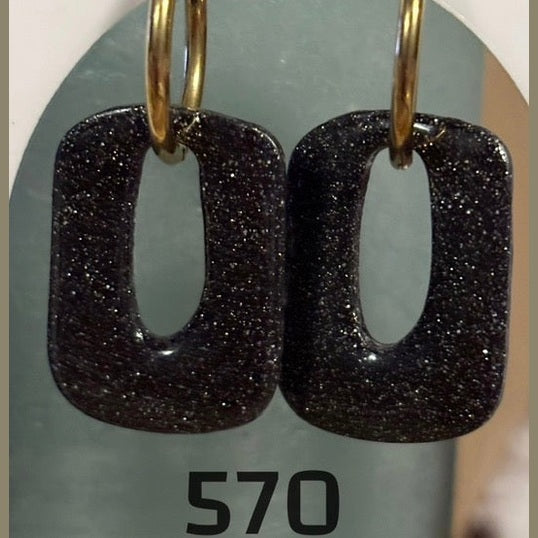 Abgerundete, glitzernde schwarze rechteckige Quasten 3 cm
