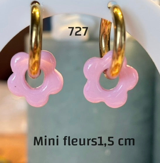 Mini-Anhänger, Blumen, rosa glitzernd 1,5 cm