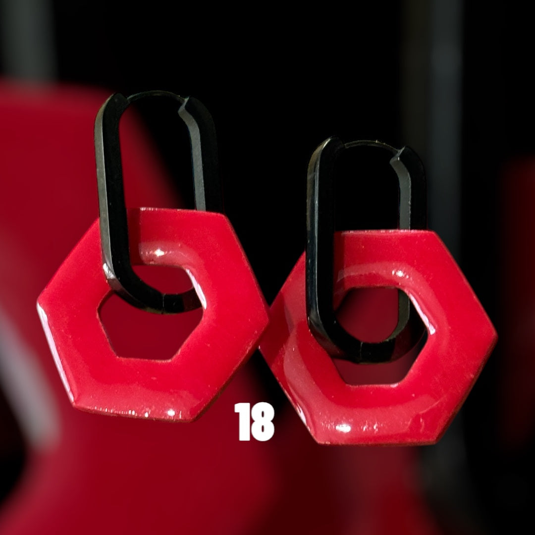 Pampilles Hexagonales Rouge – Pâte Polymère & Résine