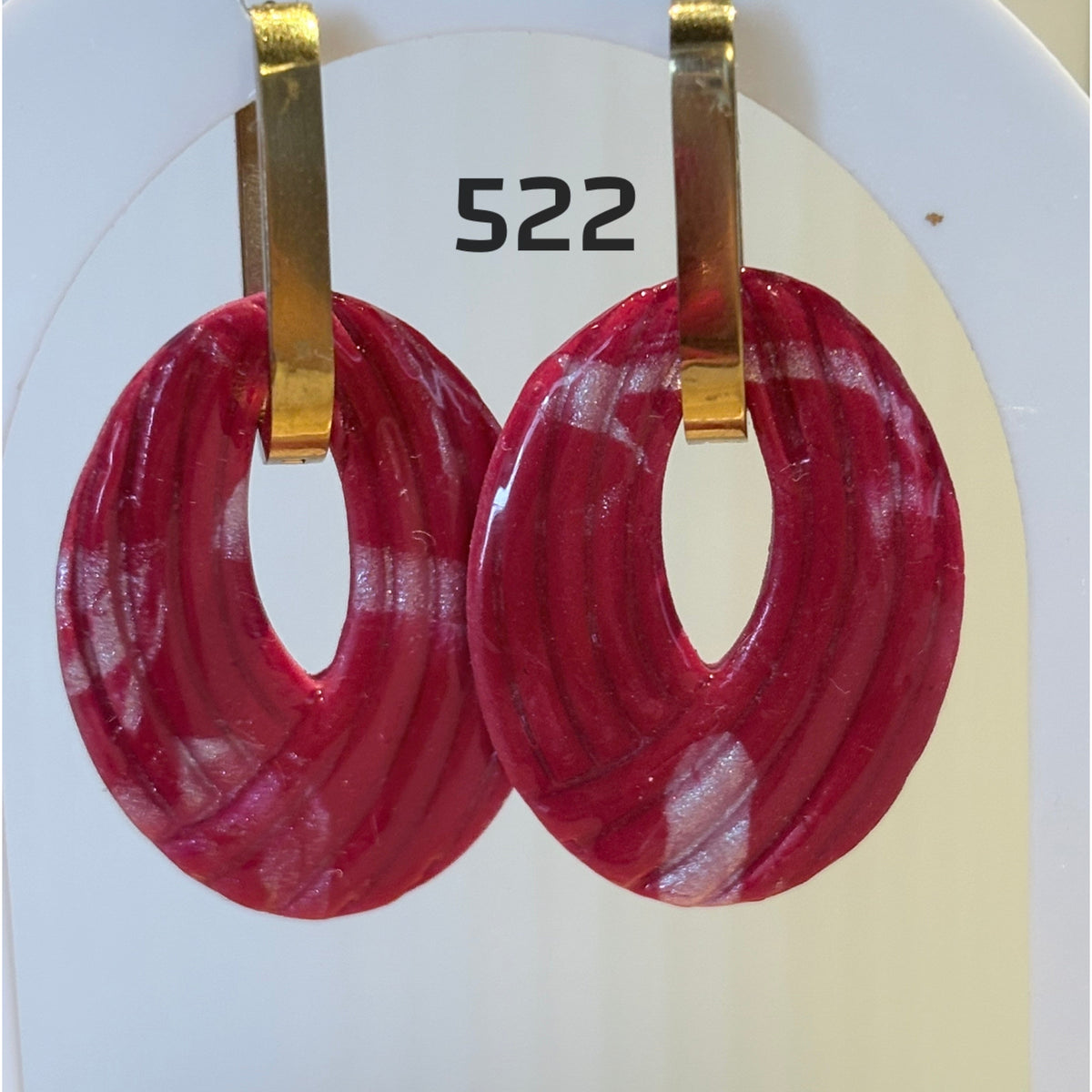 Pampilles Ovales Ajourées Bordeaux Marbré – Pâte Polymère & Résine | 3 cm