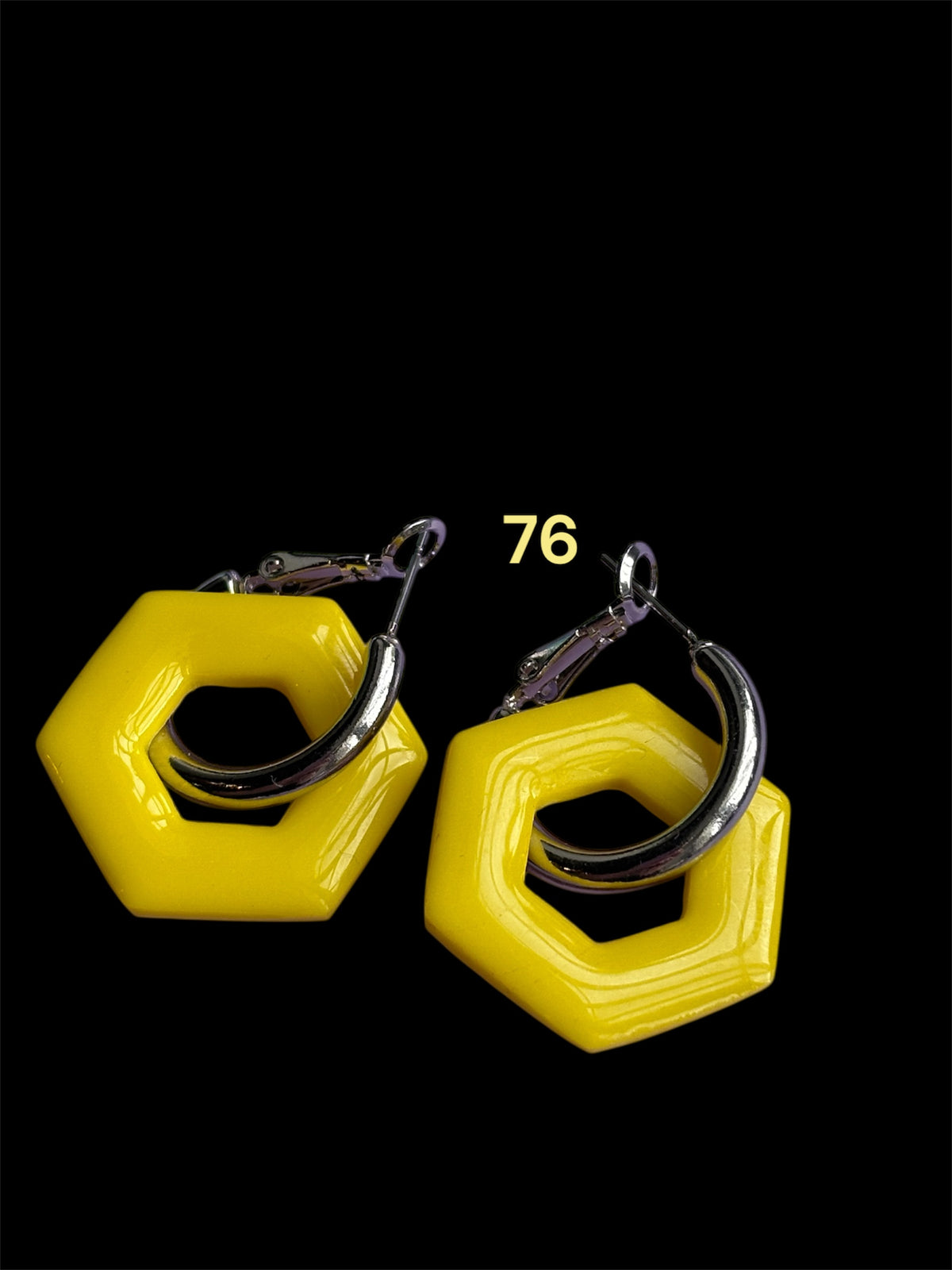 Pampilles Hexagonales Jaune – Pâte Polymère & Résine | 2,5 cm