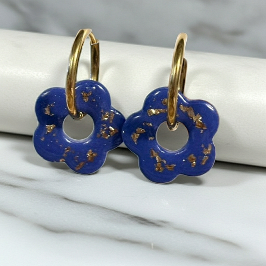 Quasten Königsblaue Blume – Goldblätter – Nr. 703