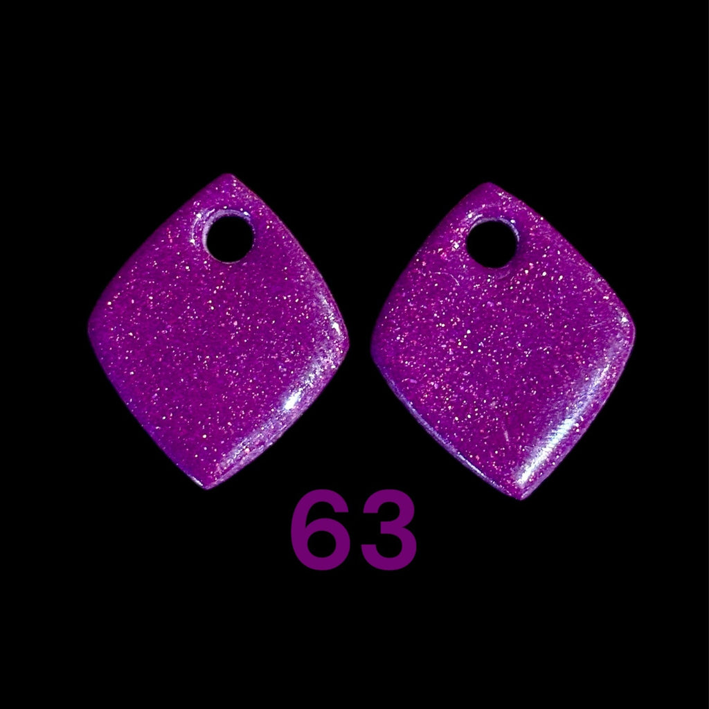 Pampilles Losange Violet Pailleté – Pâte Polymère & Résine | 2,5 cm