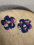Pampilles Fleur bleu , violet et or 3,2 cm (Copie)