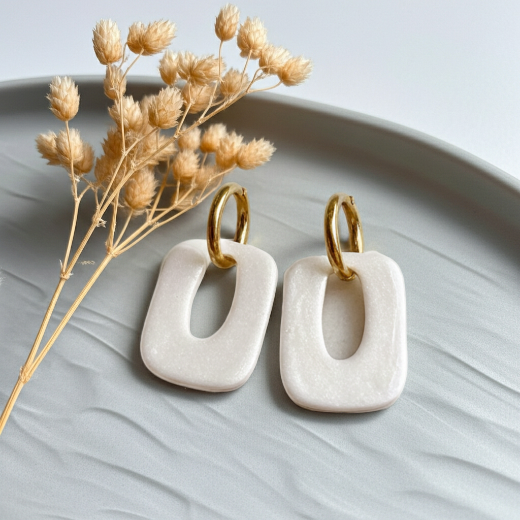 Pampilles Blanc Nacré – Pâte Polymère & Résine | 3 cm