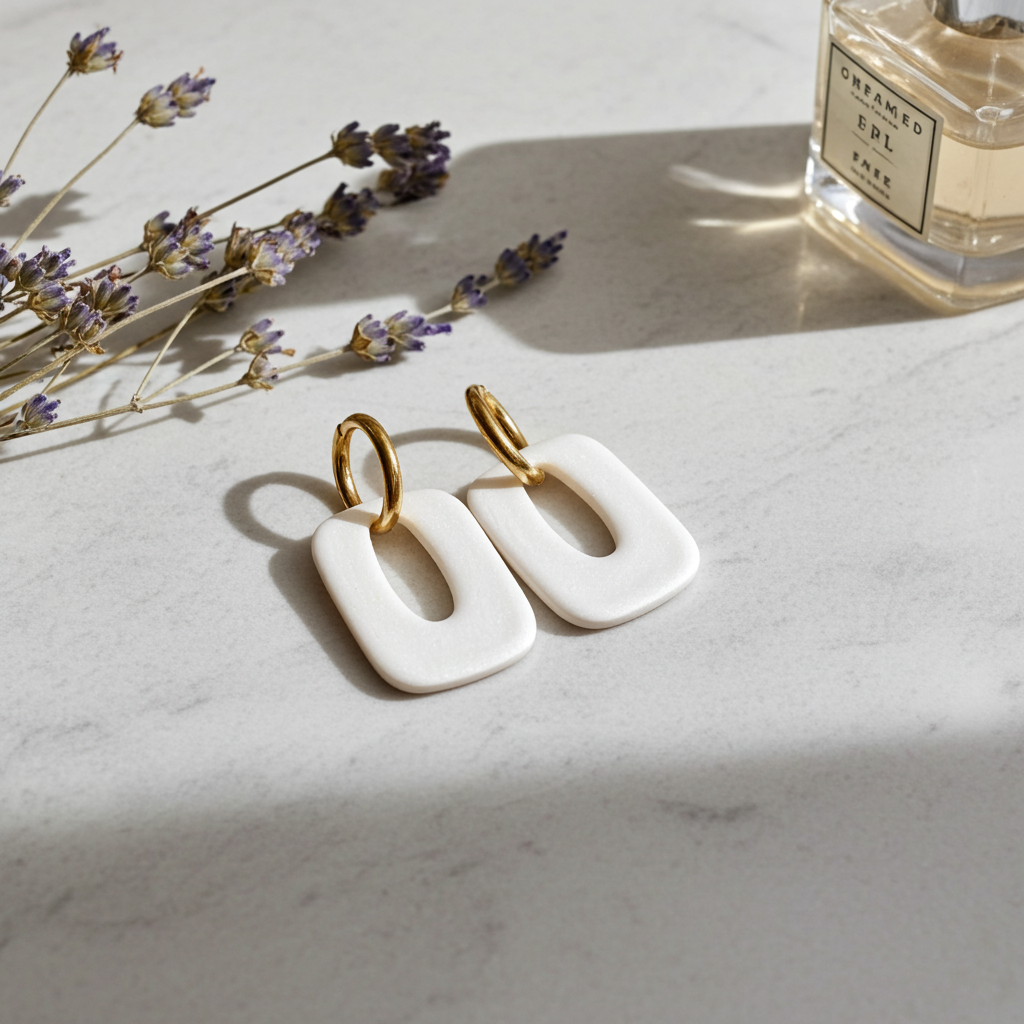 Pampilles Blanc Nacré – Pâte Polymère & Résine | 3 cm