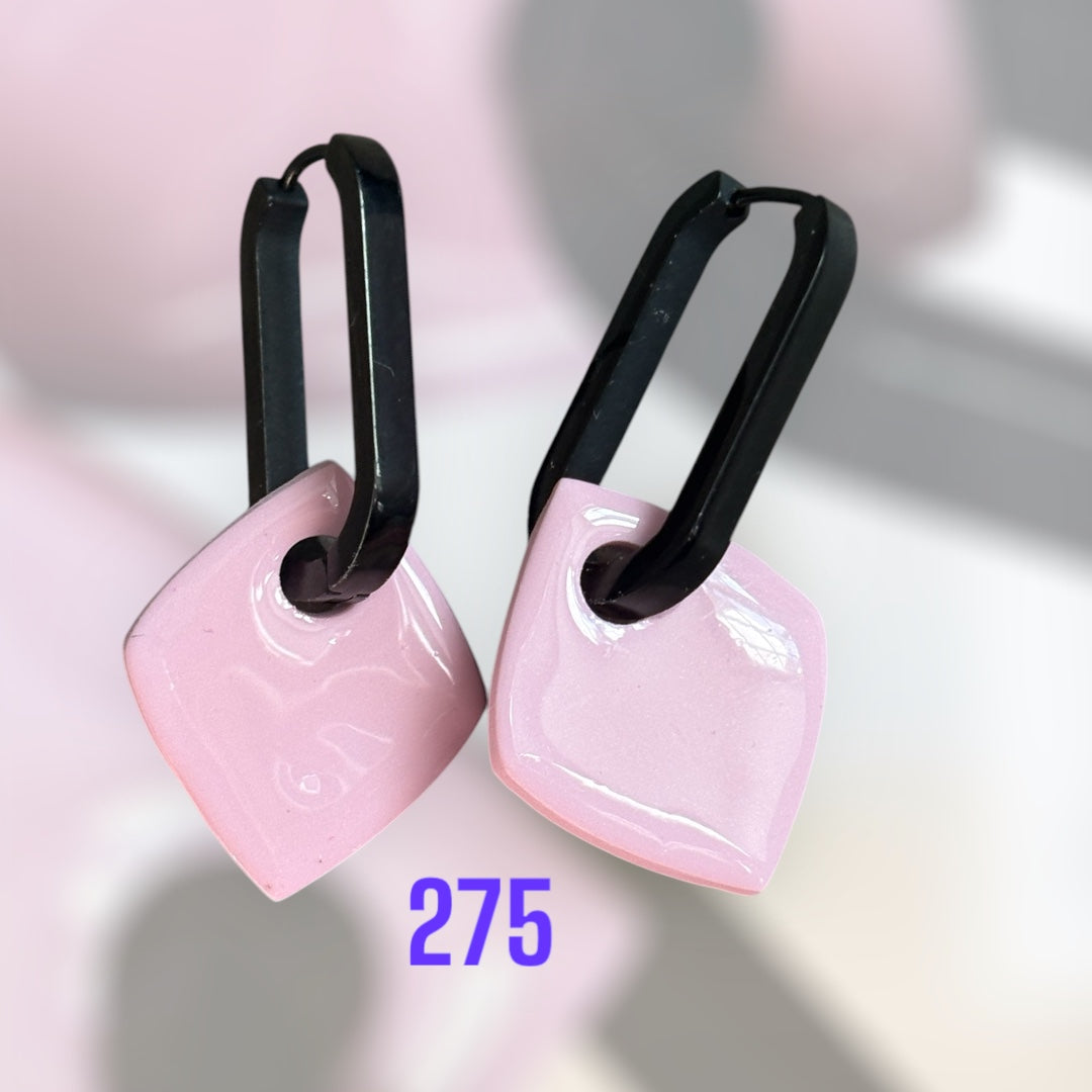 Pampilles Losange Rose Pailleté – Pâte Polymère & Résine | 2,5 cm