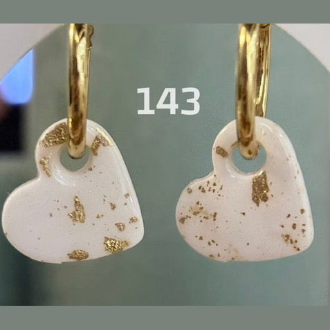 Mini Pampilles Cœur Blanc & Or – Enfants – Pâte Polymère & Résine | 1,5 cm