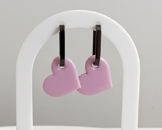 Pampilles Cœur Rose Pailleté – Pâte Polymère & Résine | 2,5 cm