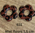 Pampilles Mini Fleurs Léopard Chocolat & Noir – Pâte Polymère & Résine | 1,5 cm