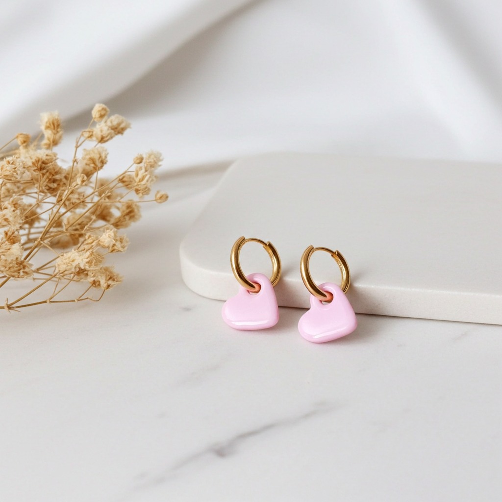 Mini Pampilles Rose Pailleté – Enfants – Pâte Polymère & Résine | 1,5 cm