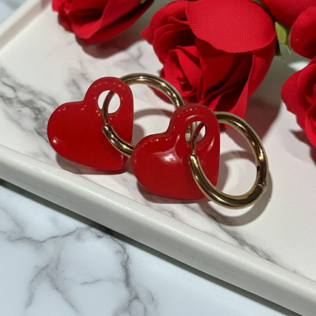 Mini Pampilles Cœur Rouge – Pâte Polymère & Résine