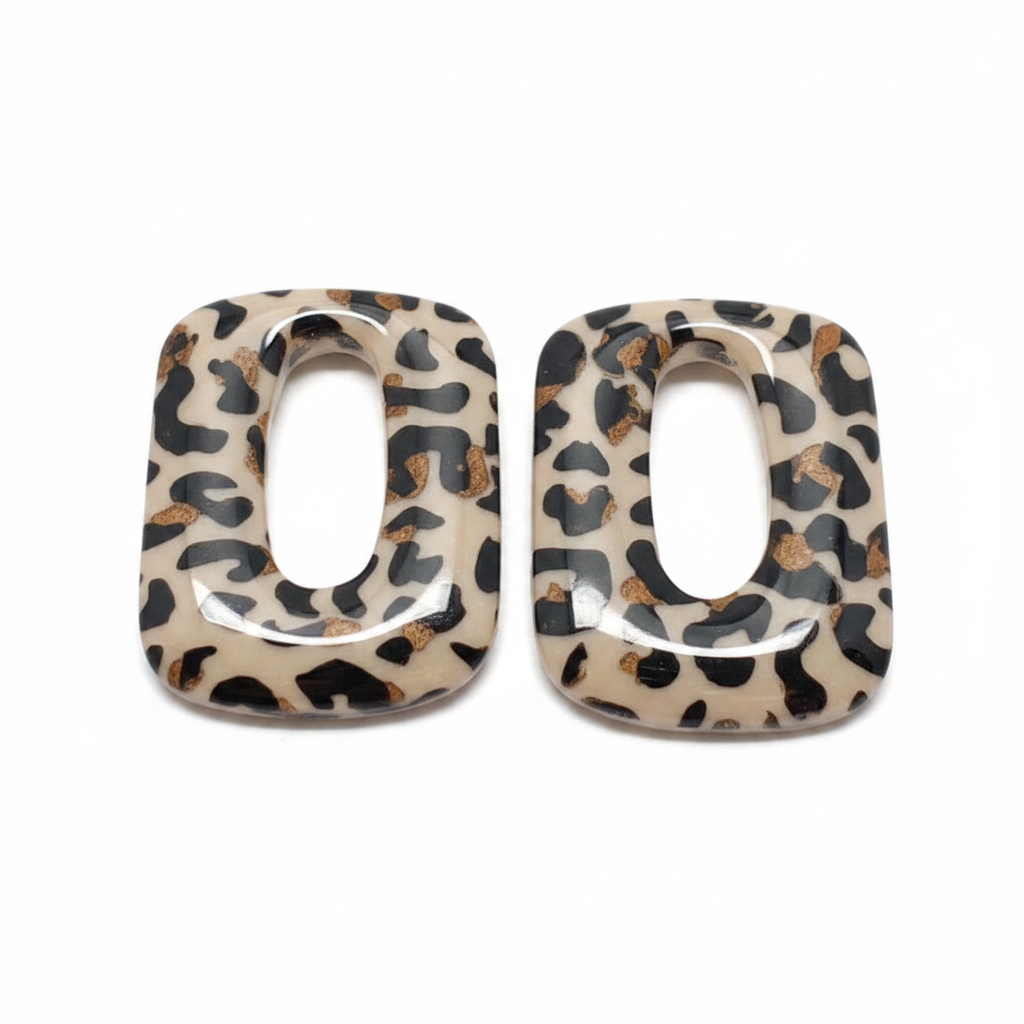 Rechteckige Anhänger, Leopard, abgerundet, 3 cm