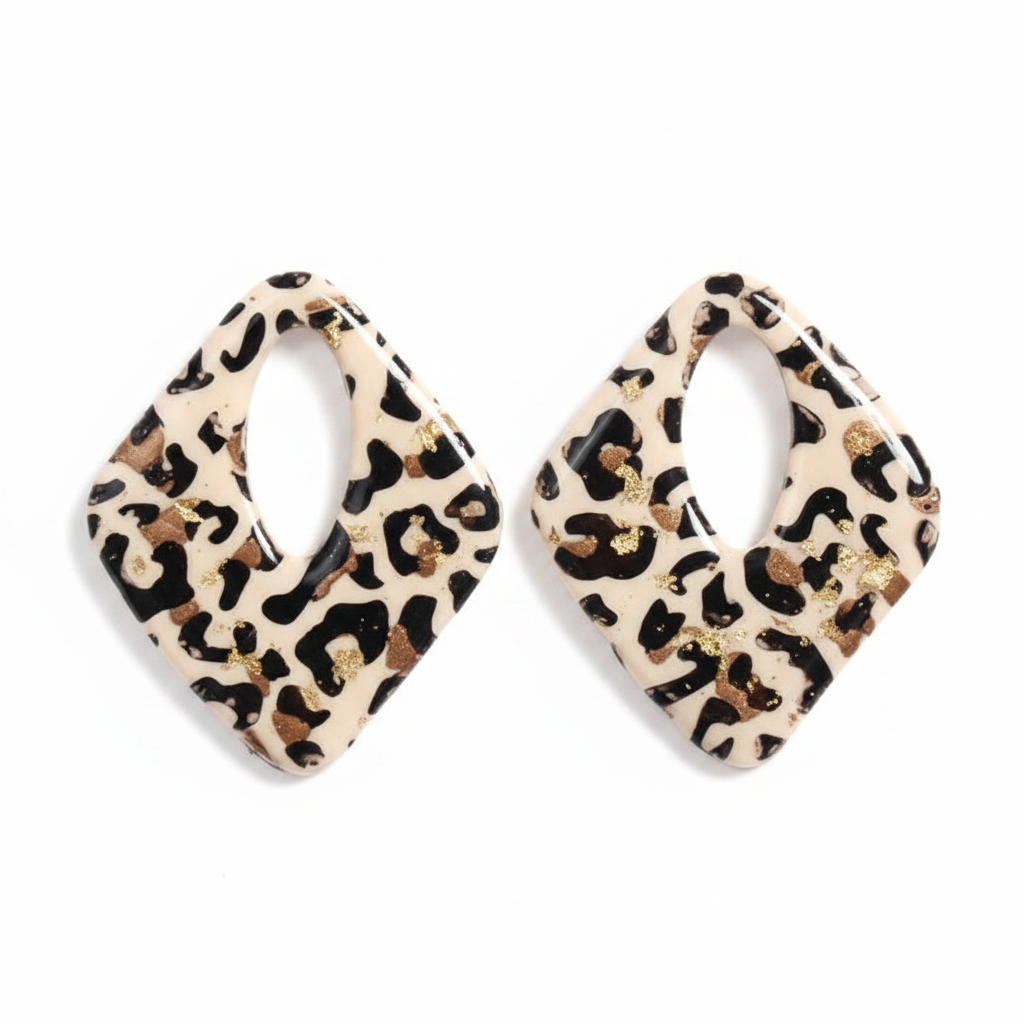 Leoparden-Rautenanhänger mit Blattgold 3 cm