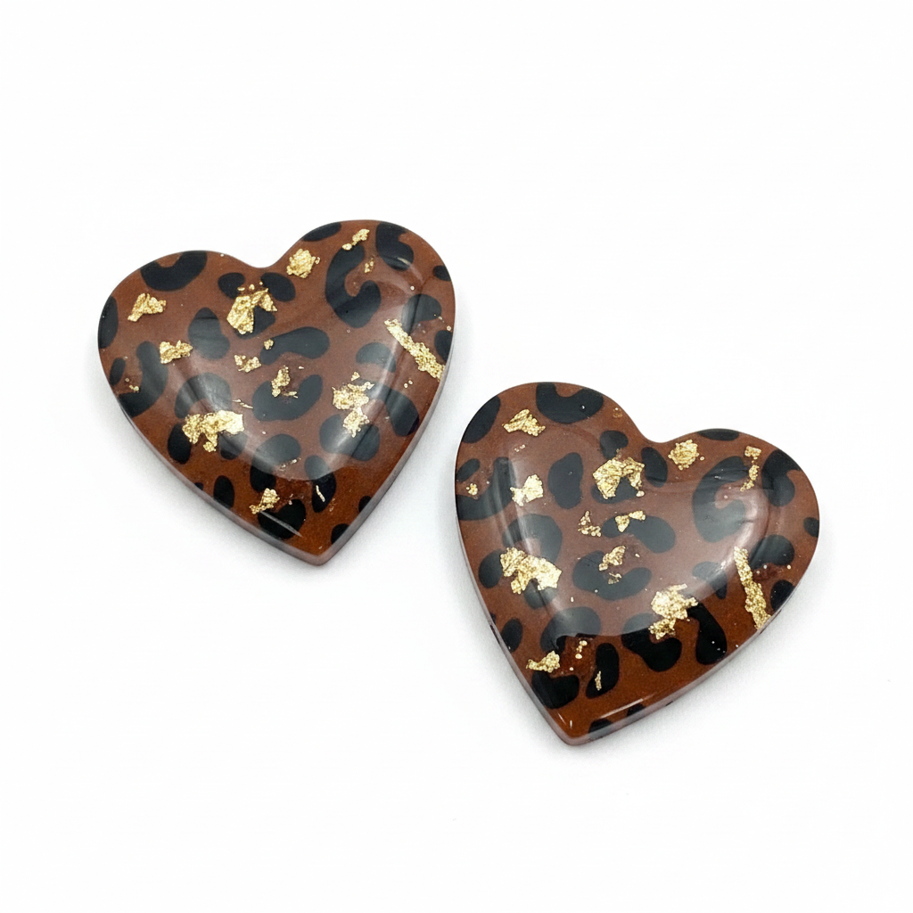 Anhänger Herz Leopard Schokolade Goldblätter 2,5 cm