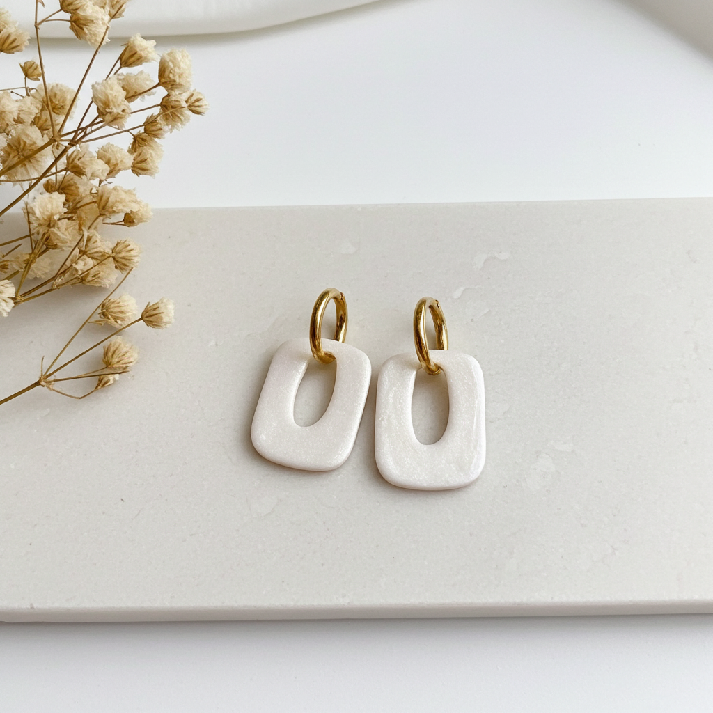 Pampilles Blanc Nacré – Pâte Polymère & Résine | 3 cm