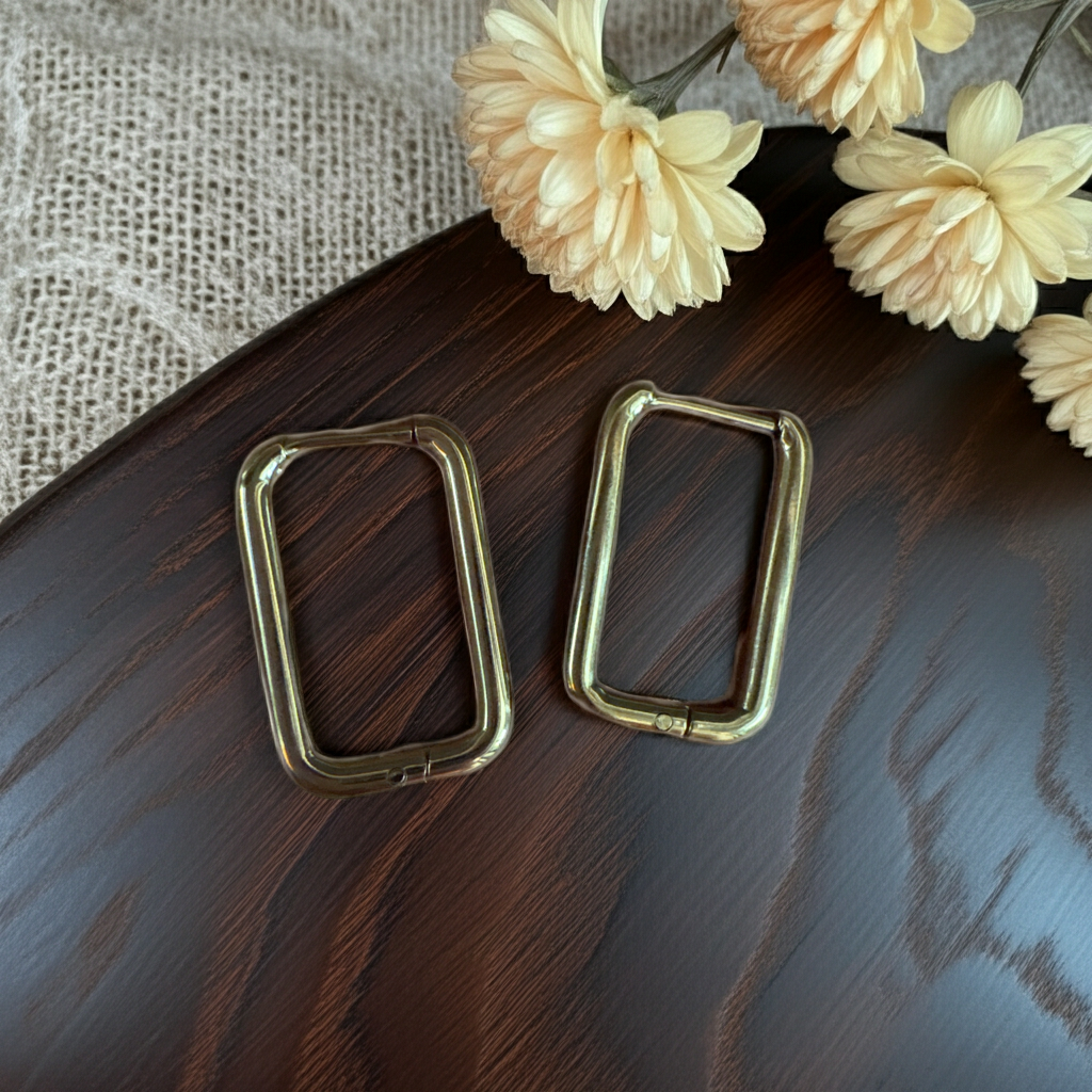 Goldene rechteckige Kreolen – Edelstahl 20mm